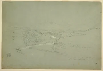 Valley with a Winding Stream Cutting through a Mountain Plateau near Tacunga and San Miguel